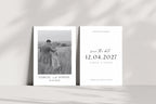 Modern save the date wedding template with photo and date, clean neutral background, Canva editable and printable double-sided invitation for elegant wedding announcements.