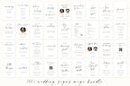 Large wedding signage bundle preview showing multiple minimalist wedding signs, editable Canva wedding signs bundle for seating charts, welcome signs and bar menus