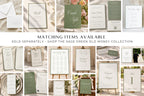 Sage green Old Money wedding sign bundle collage with matching invitations, welcome and unplugged ceremony signs, seating chart, menus, guestbook and place cards; coordinating collection items are sold separately.