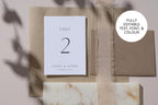 Editable wedding table number template Canva, table 2 printable sign, neutral beige linen styling, modern minimalist wedding signage, instant download wedding table numbers