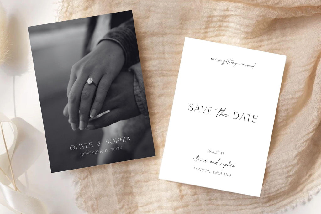 Save the date template Canva, editable save the date card, wedding announcement template, photo wedding save the date, printable wedding stationery