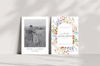 Wildflower Save the Date template bundle with photo card and floral arch card, editable Canva wedding stationery set, printable rustic boho wedding cards