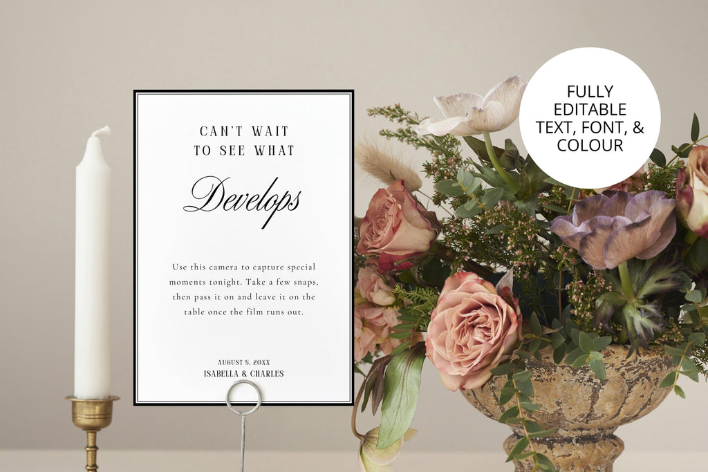 Minimalist Wedding Photo Upload Sign with QR Code, Printable Wedding Reception Decor Template, Editable Canva Wedding Sign, Instant Download Wedding Printable