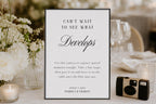 Editable Wedding Seating Sign Template Canva, Can't Wait to See What Develops Photo Sharing Sign, QR Code Wedding Sign, Modern Minimalist Wedding Reception Decor Printable