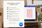 Editable Canva wedding invitation template preview shown on desktop screen, instant download printable wedding stationery with fully customisable text and design.
