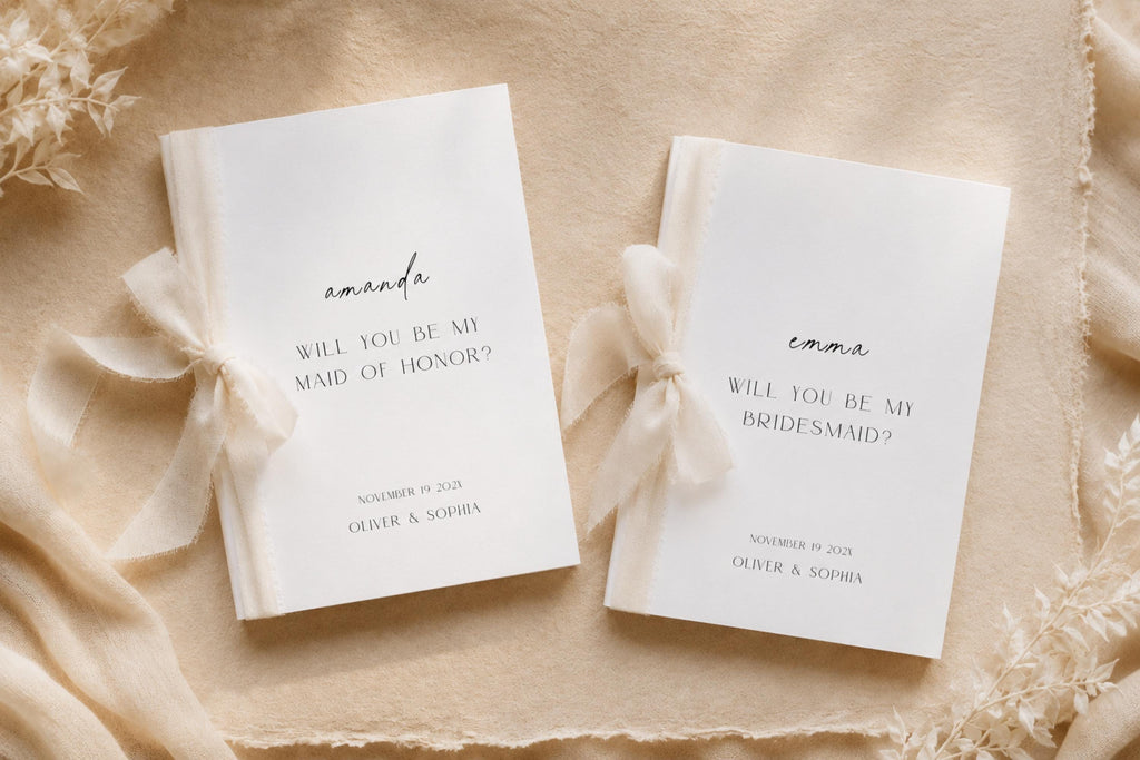 Luxury bridesmaid proposal booklet template editable in Canva, neutral minimalist bridesmaid proposal booklet, maid of honour proposal card, wedding party proposal printable, modern wedding stationery template