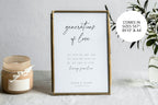 Editable Generations of Love printable wedding sign in gold frame with candles, family generations wedding sign template, minimalist wedding decor, instant download Canva