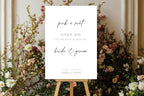 Modern Black and White Pick a Seat Wedding Sign Template, Classic Wedding Ceremony Seating Sign, DIY Printable Wedding Decor, Instant Canva Download