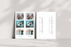 Front and back bridesmaid proposal bookmark template shown together on neutral background, personalised photo strip bookmark Canva template, printable wedding party proposal gift, bridal keepsake bookmark, editable wedding stationery download.