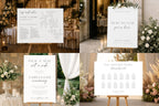 Editable wedding signs bundle mockup, wedding welcome sign template, seating chart template, unplugged ceremony sign, wedding signage Canva templates