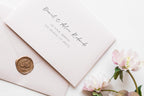 Soft blush minimalist wedding envelope addressing template with elegant script font, romantic luxury wedding stationery aesthetic, printable Canva editable envelope addressing design