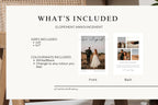 What’s included Canva elopement template listing image, printable we eloped announcement card, editable text and photo layout, digital download wedding stationery