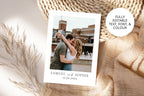 Fully editable save the date photo postcard template with clean font and soft neutral colors, designed for Canva wedding templates and printable stationery.