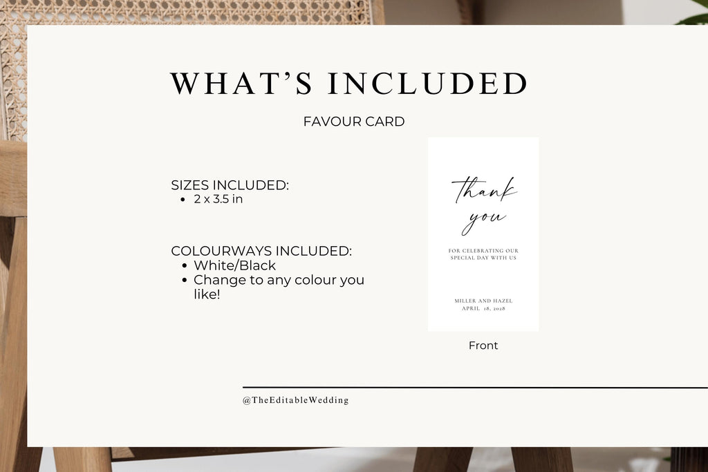 Minimalist Wedding Favor Tag Template: Editable Thank You Label (Instant Download), MC25