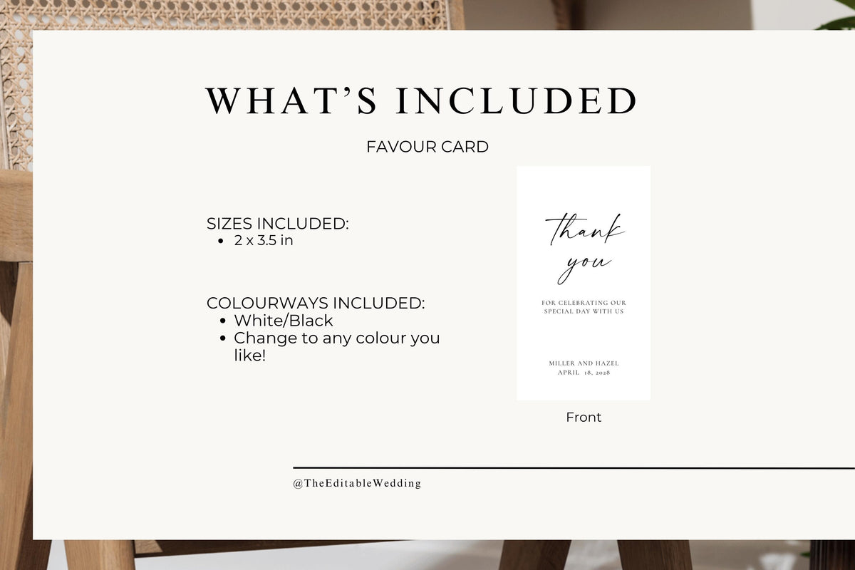 Minimalist Wedding Favor Tag Template: Editable Thank You Label (Instant Download), MC25