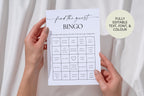 Find the Guest bridal shower bingo game – modern minimalist printable wedding shower activity for guests, editable Canva template, instant download bridal game.