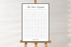 Minimalist first dance sweepstake wedding sign on wooden easel, editable Canva wedding reception printable, black and white first dance prediction game, instant download