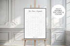 Modern black and white first dance sweepstake printable sign mockup in luxury wedding venue, editable Canva wedding reception game, A1 first dance song sweepstake template