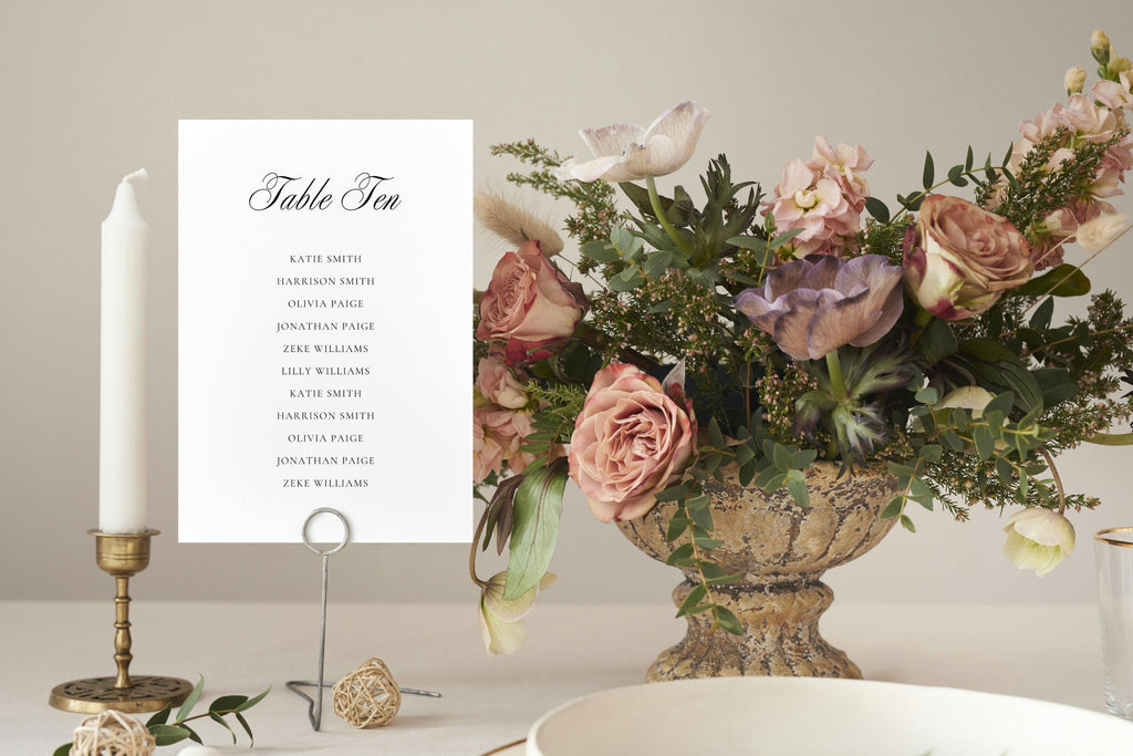 Editable wedding seating chart cards with gold wax seals and floral styling, luxury Canva wedding table seating plan template, printable wedding reception decor