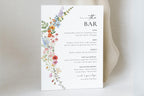 Editable wedding bar menu sign template, printable floral signature drinks sign, botanical wedding bar menu, Canva wedding signage instant download