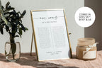 Wedding vows printable template displayed on linen backdrop with candles and greenery – editable our vows wall art for couples, digital keepsake download.