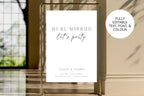 Luxury gold frame wedding welcome sign mockup, elegant modern wedding entrance decor, minimalist wedding reception poster template, editable Canva wedding sign, sophisticated black and white wedding signage printable