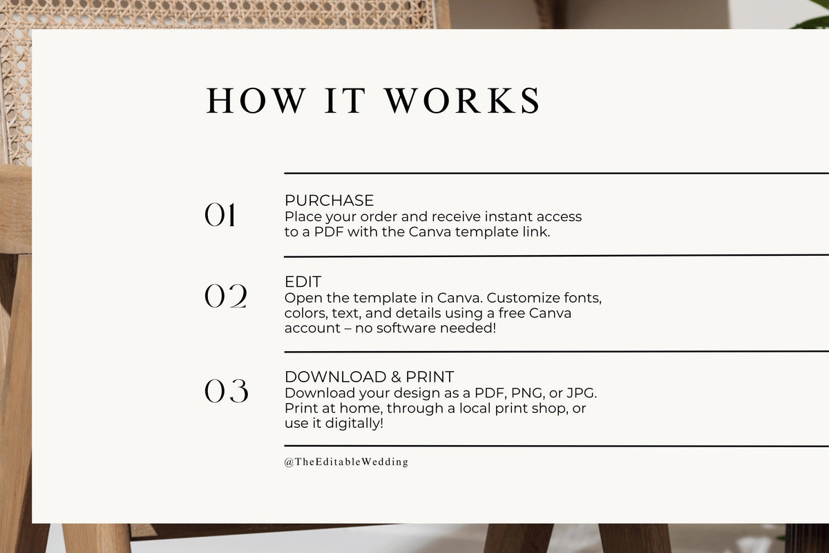 Wedding Invitation Suite: Minimalist Editable RSVP & Details Card Template (Digital Download), EC26