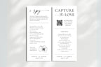 Minimalist I Spy and Capture the Love wedding game card set with QR code, editable Canva template for photo scavenger hunt, 4x8" and 4x9" sizes