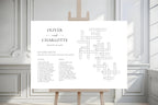 Clean minimalist sip and solve wedding crossword printable shown indoors, personalised wedding game sign template, neutral modern wedding reception activity