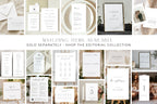 A collage of wedding stationery and invitation designs with the text 'MATCHING ITEMS AVAILABLE' and 'SOLD SEPARATELY - SHOP THE EDITORIAL COLLECTION' across the center.
