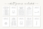 Editable bachelorette and bridal shower games overview – 10 fun and cheeky bachelorette activities included, minimalist printable Canva template pack, instant download.