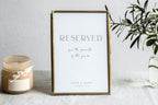 Reserved Seating Wedding Sign Printable Template, Editable Canva Reserved Chair Sign, Elegant Minimal Wedding Ceremony Sign Instant Download