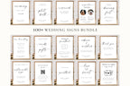 editable minimalist wedding sign bundle canva template set – 100+ modern wedding signage collection for ceremony and reception, printable templates for bar, welcome and table signs