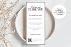 Editable wedding thank you letter template in elegant frame mockup, printable wedding guest welcome letter, minimalist Canva wedding stationery template, fully editable wedding thank you printable sign