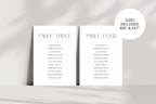 Minimalist wedding seating chart sign bundle mockup featuring editable table cards in sizes 4x6 and 5x7, modern wedding reception signage template, elegant neutral wedding decor printable