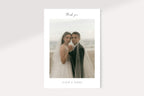 Minimalist wedding thank you card with photo, modern elegant Canva template, neutral beige aesthetic, printable wedding stationery instant download