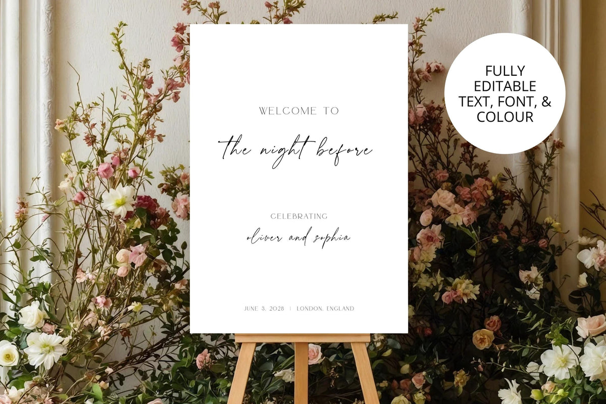 Wedding welcome sign template Canva, editable welcome wedding sign, minimalist wedding signage, printable wedding entrance sign, modern wedding decor template