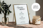 Editable signature drinks sign template in Canva, minimalist wedding bar menu printable, classic black and white wedding cocktail sign, instant digital download