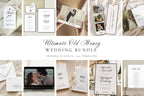 Ultimate old money wedding template bundle editable in Canva, minimalist wedding signs, invitations, seating chart, wedding stationery template bundle