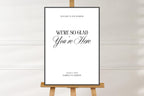 Editable minimalist wedding welcome sign template with black border, printable Canva wedding welcome poster, modern wedding entrance sign, elegant black and white wedding decor, DIY wedding signage, instant digital download.