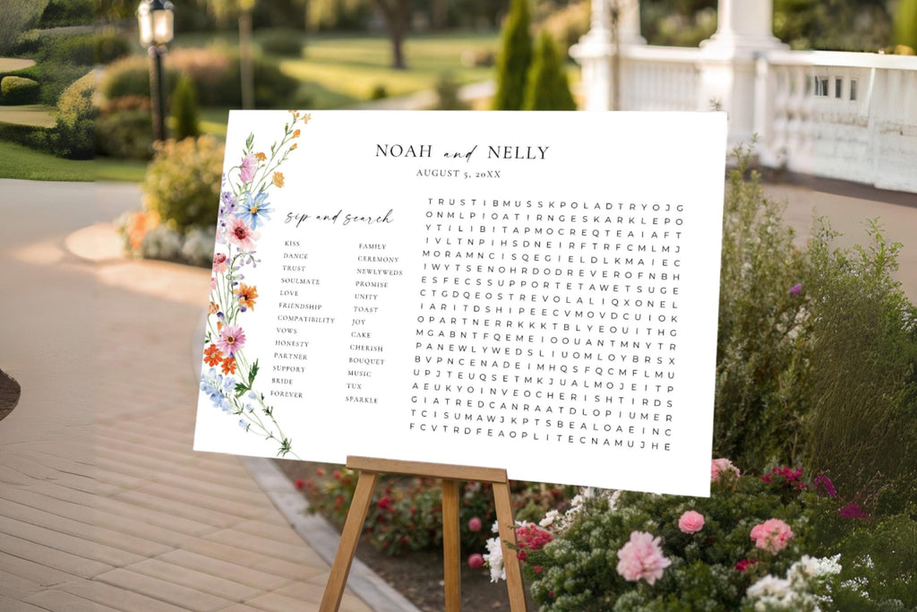 Outdoor Wildflower Wedding Seating Chart Template, Editable Botanical Seating Plan Sign, Printable Wedding Reception Seating Display, Canva Wedding Decor Template