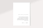 Printable wedding thank you card back design template, minimalist text layout, modern Canva editable wedding stationery, clean neutral aesthetic