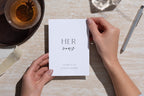 Bride writing wedding vows in editable vow booklet template, personalized wedding vow book, printable wedding ceremony vow journal, modern minimalist vow book design, editable Canva wedding stationery for bride and groom.