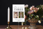 Elegant printable wedding reception table numbers, When We Were Age childhood picture table sign template, editable Canva design digital download