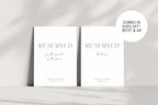 Printable Reserved Sign Template in Multiple Sizes, Editable Wedding Reserved Seating Cards for Canva, Instant Download Minimal Wedding Sign