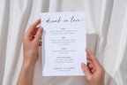 Minimalist wedding thank you sign held by hands, clean modern printable sign template, editable Canva wedding signage for reception entrance or table décor
