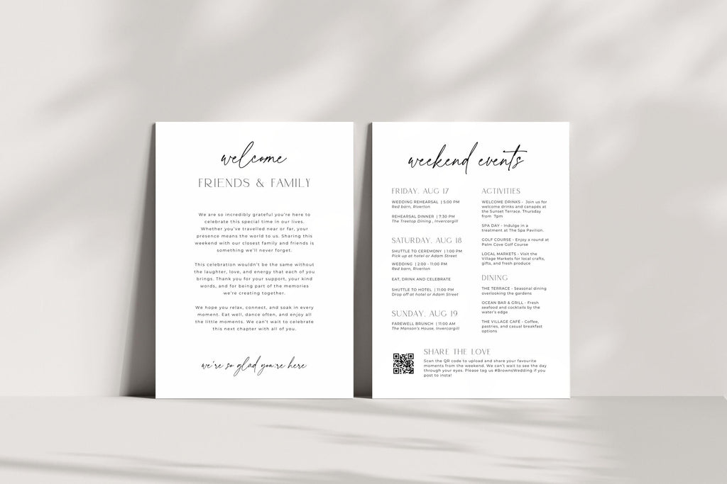 Wedding invitation and details card template, editable invitation suite Canva template, minimalist wedding invitation set, printable wedding stationery bundle