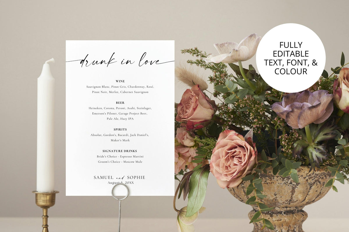Romantic floral wedding thank you sign with candles and blush flowers, elegant printable wedding table sign, editable Canva template for reception décor