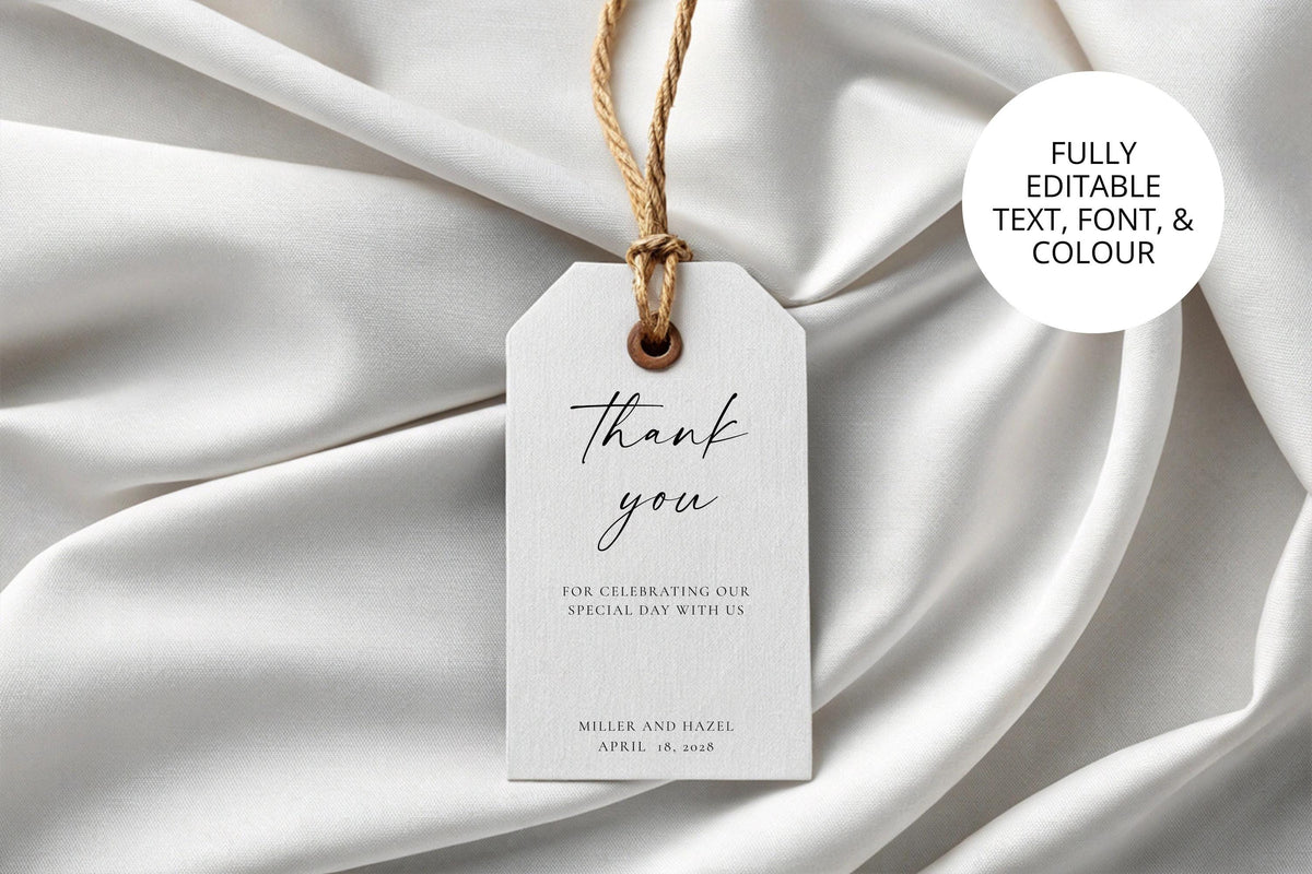 Minimalist Wedding Favor Tag Template: Editable Thank You Label (Instant Download), MC25