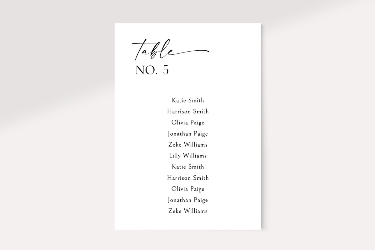 Single editable wedding seating chart card printable, minimalist table number seating assignment sign, elegant modern wedding reception signage template for Canva